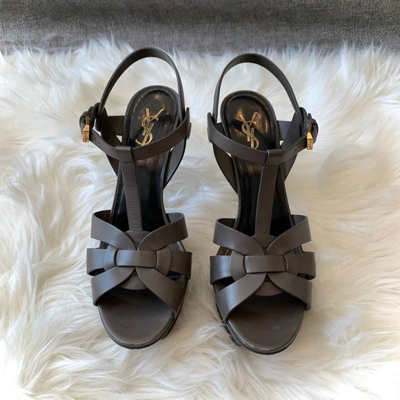 YSL Saint Laurent Tribute Grey heel sandals - Picture 2 of 6